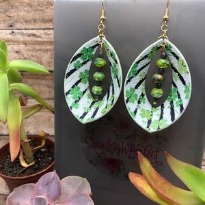 🍀 St Patrick’s Day faux leather earrings 🍀